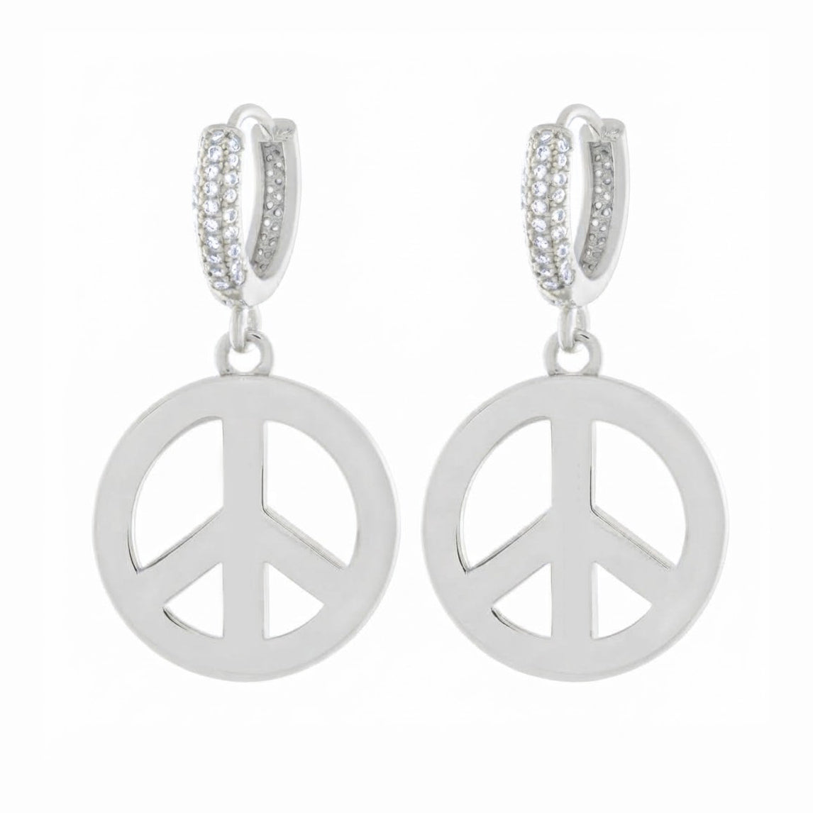 Peace and Love Moissanite Diamond Hoop Earrings