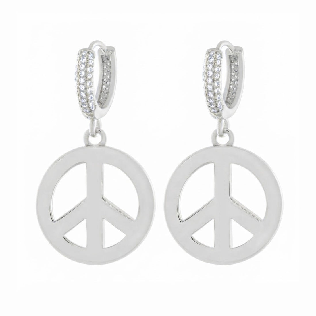 Peace and Love Moissanite Diamond Hoop Earrings