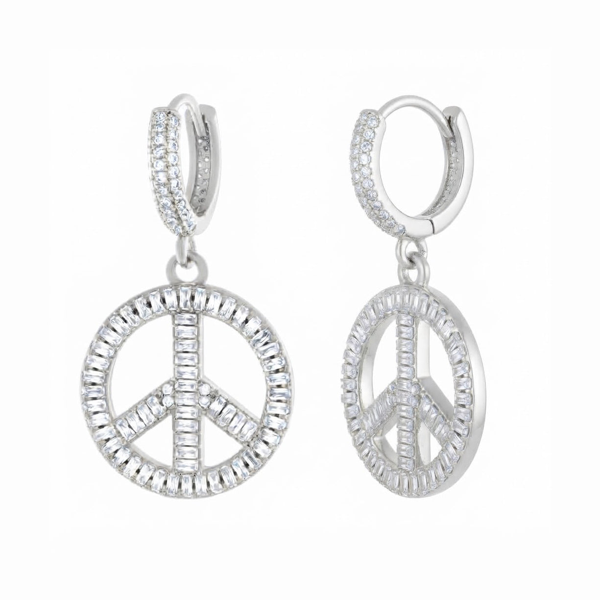 Peace and Love Moissanite Diamond Hoop Earrings
