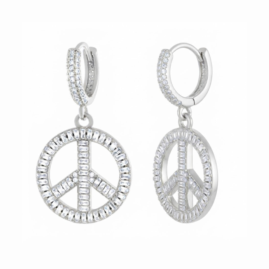 Peace and Love Moissanite Diamond Hoop Earrings