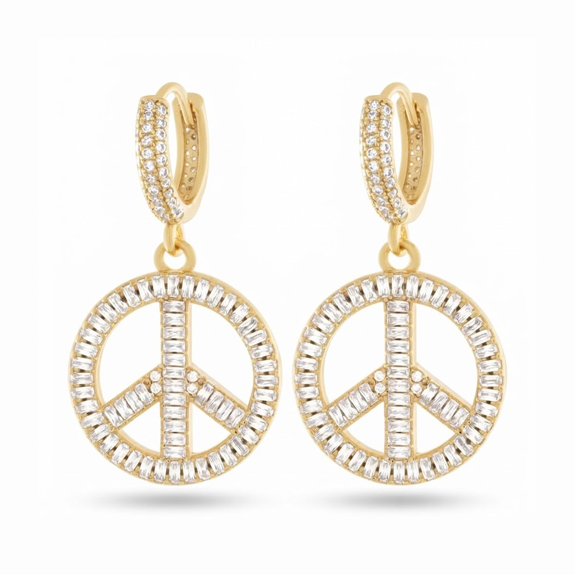 Peace and Love Moissanite Diamond Hoop Earrings
