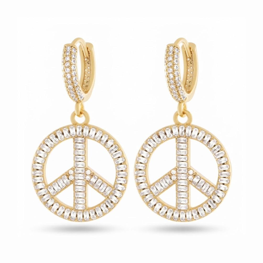 Peace and Love Moissanite Diamond Hoop Earrings