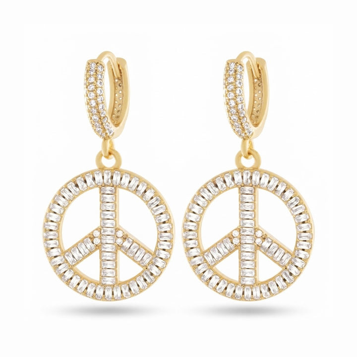 Peace and Love Moissanite Diamond Hoop Earrings