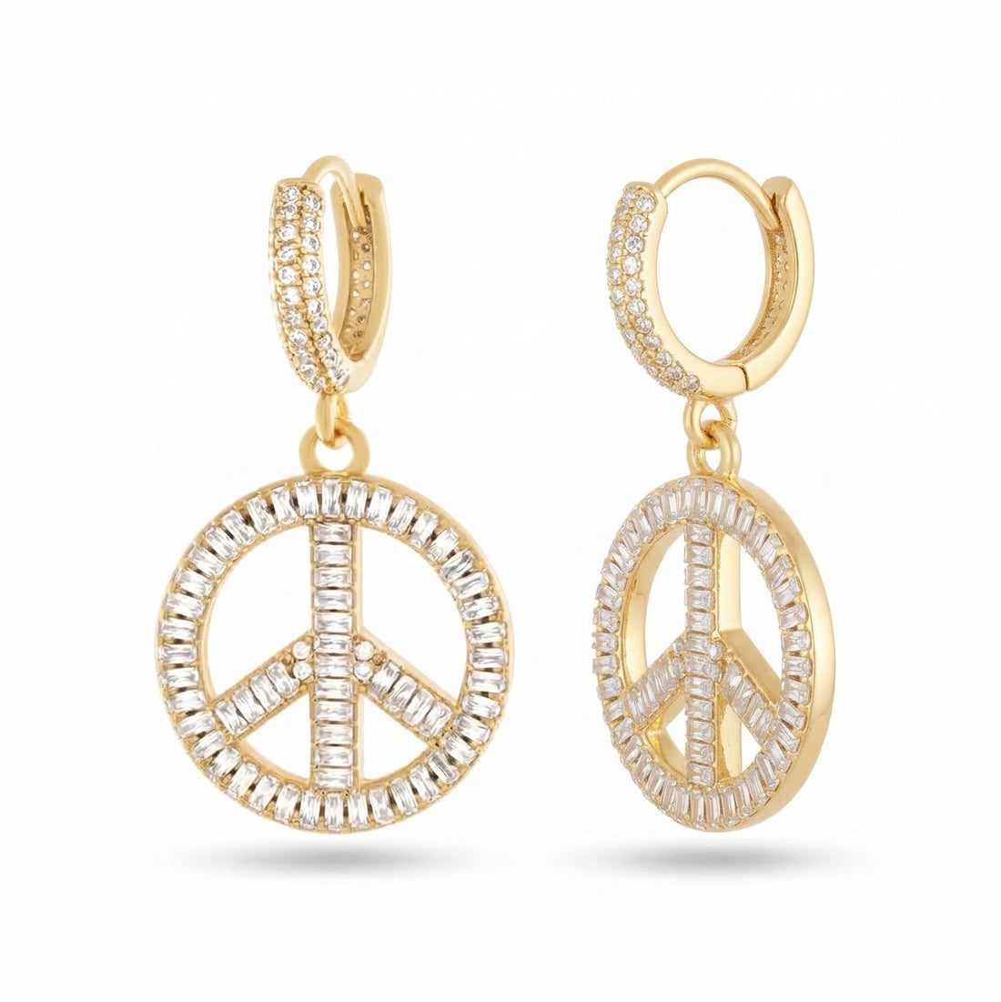 Peace and Love Moissanite Diamond Hoop Earrings