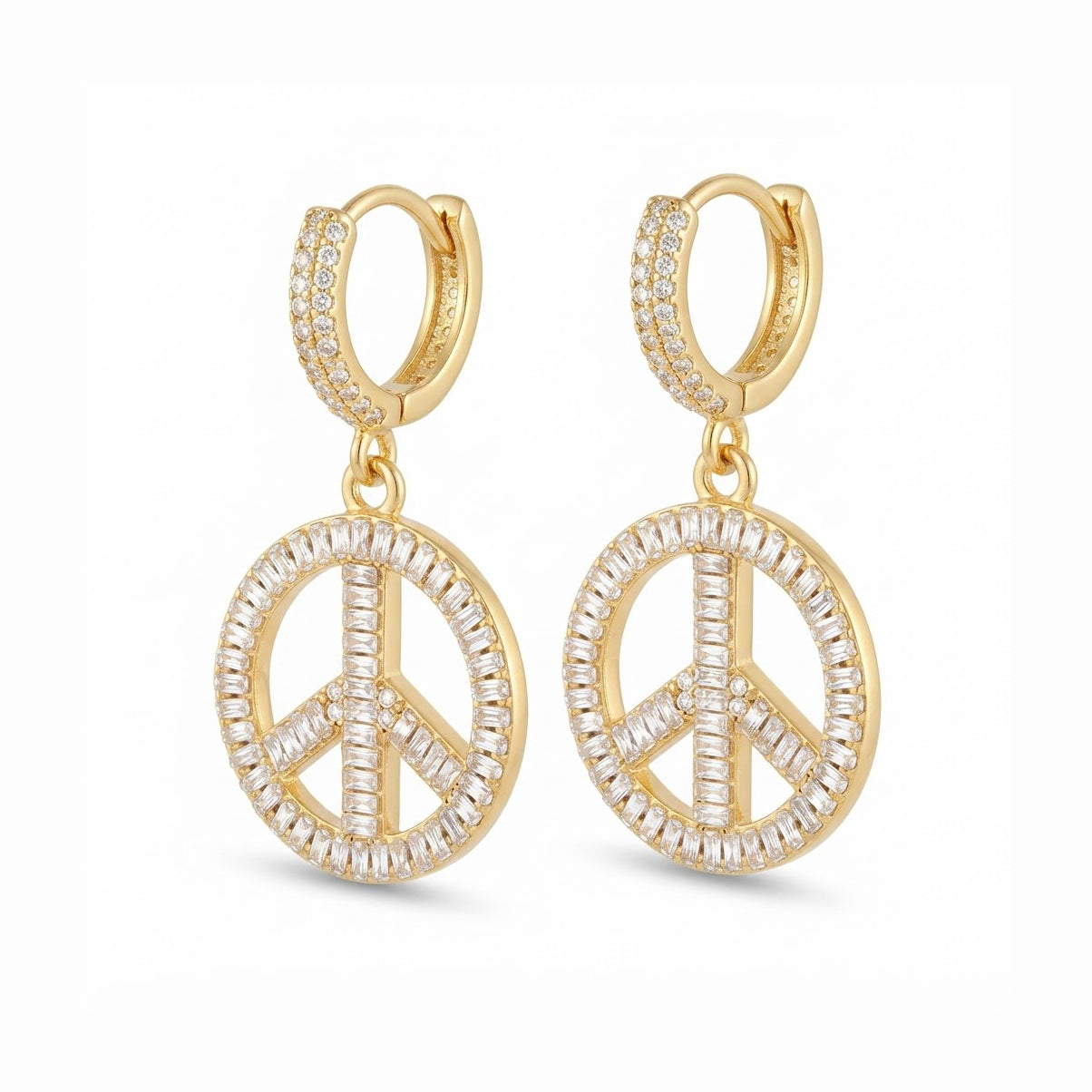 Peace and Love Moissanite Diamond Hoop Earrings