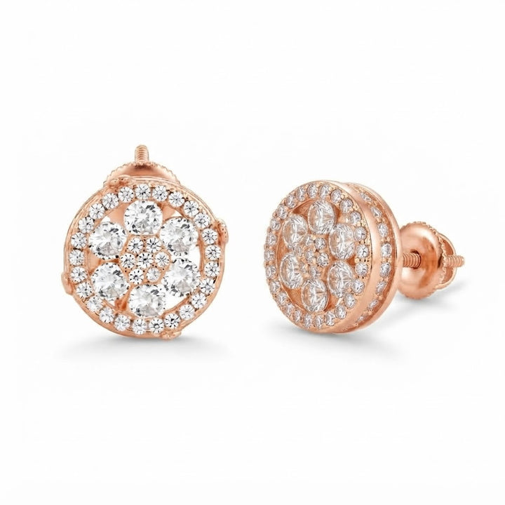 Round Cluster Diamond Stud Earrings