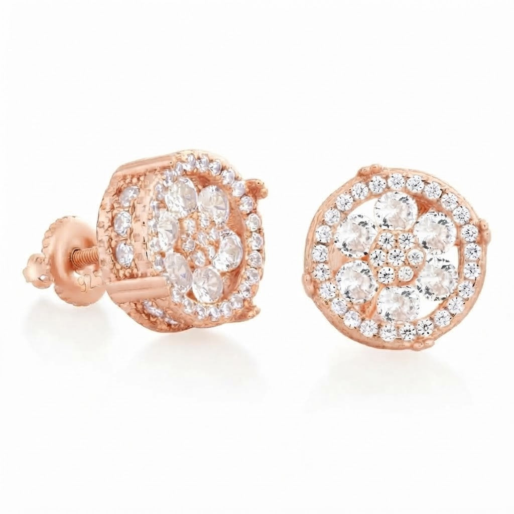 Round Cluster Diamond Stud Earrings
