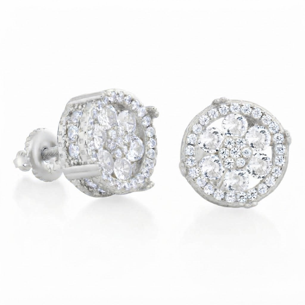 Round Cluster Diamond Stud Earrings