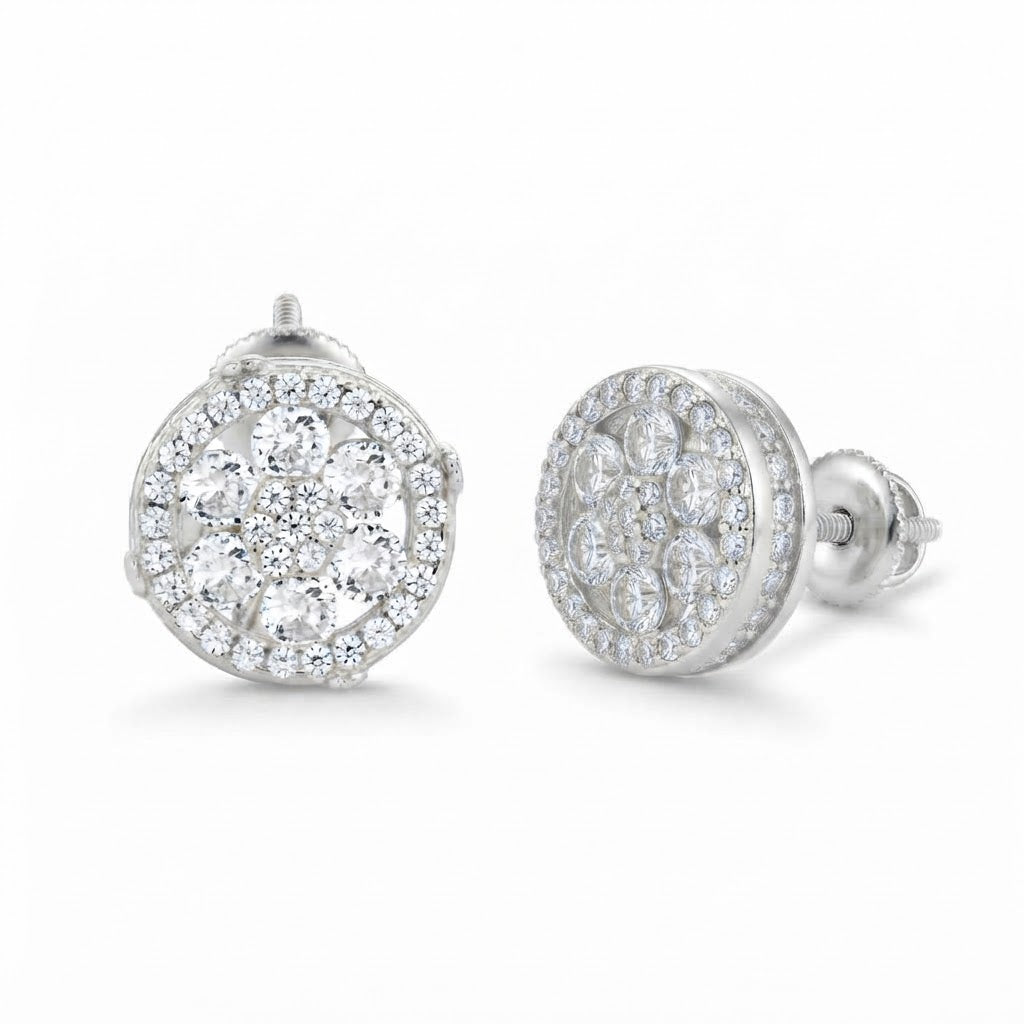 Round Cluster Diamond Stud Earrings