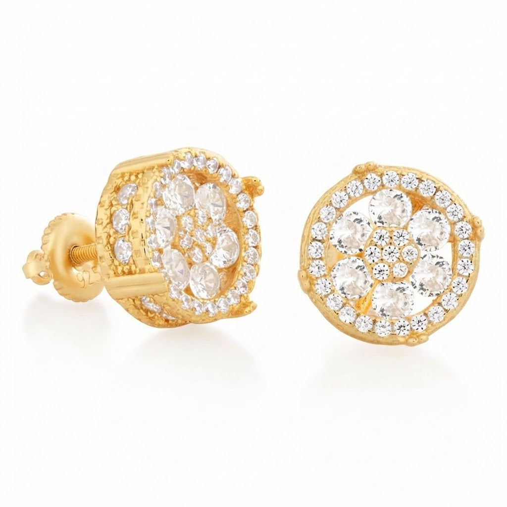 Round Cluster Diamond Stud Earrings