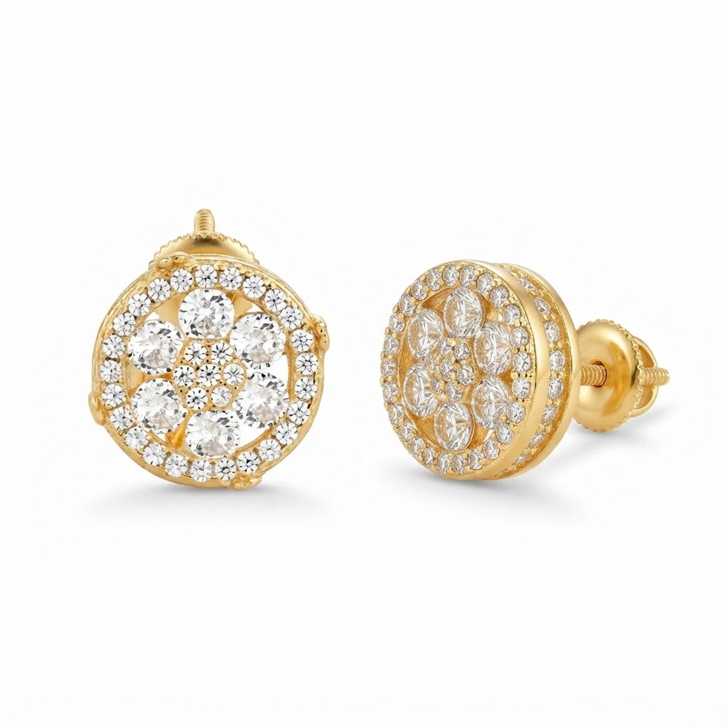 Round Cluster Diamond Stud Earrings