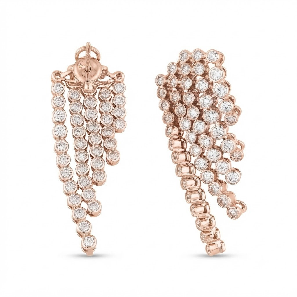 Round Moissanite Diamond Chandelier Earrings