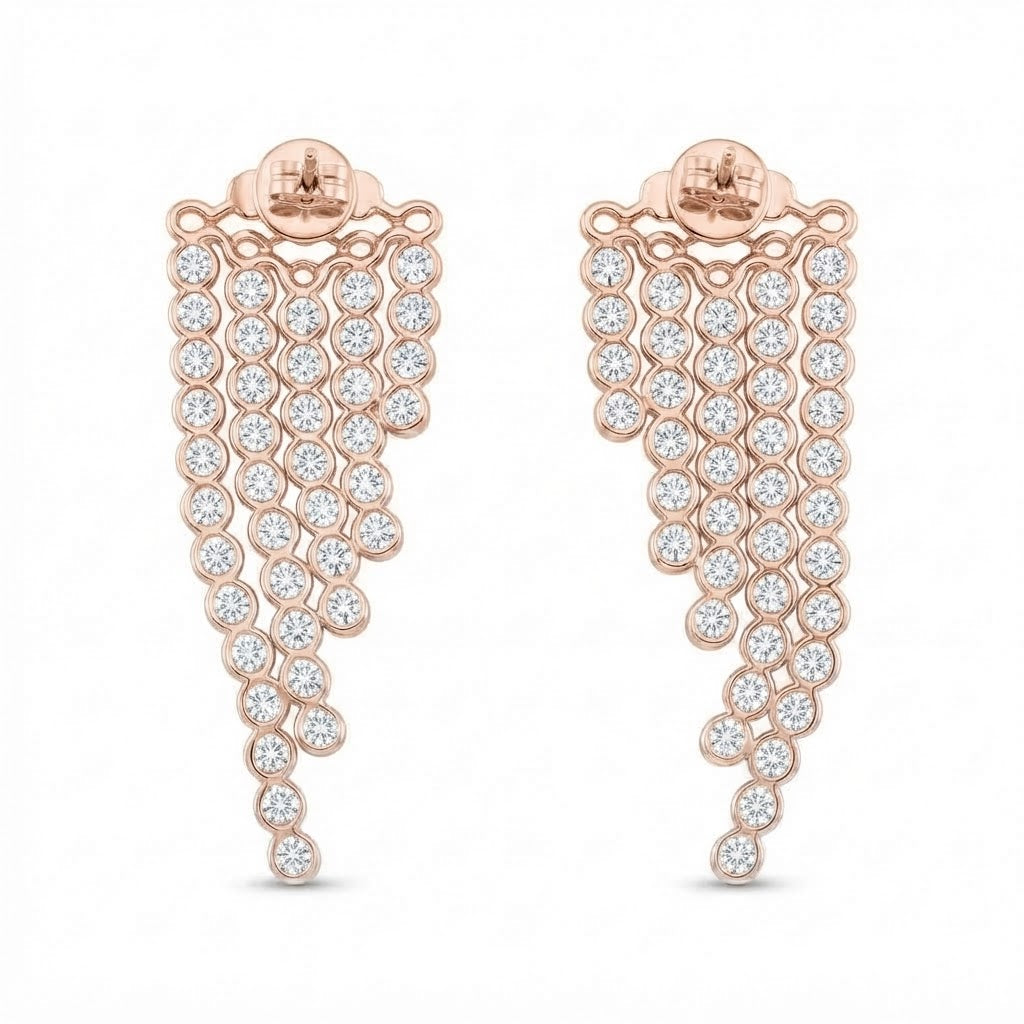 Round Moissanite Diamond Chandelier Earrings