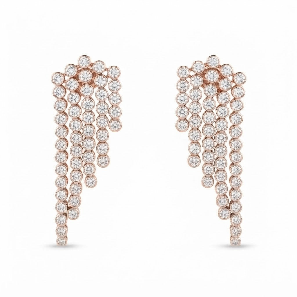 Round Moissanite Diamond Chandelier Earrings