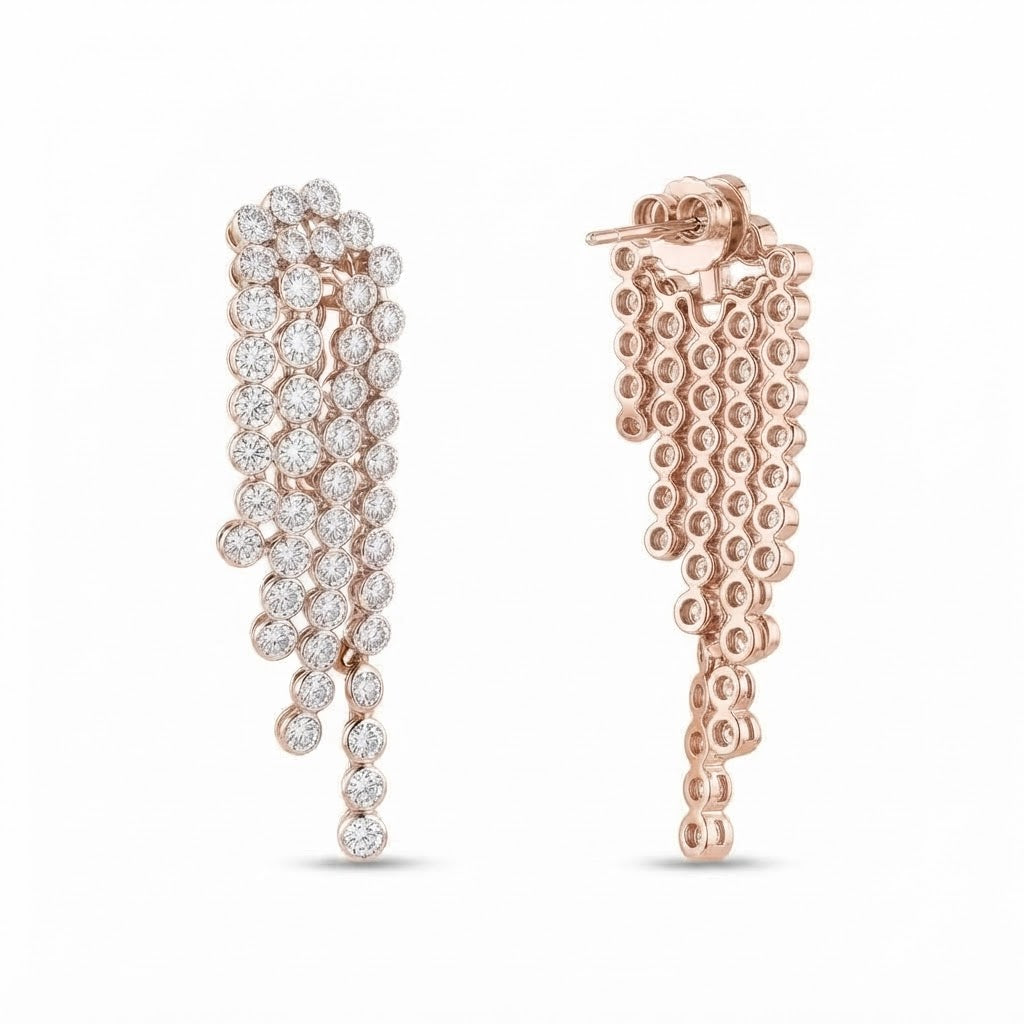 Round Moissanite Diamond Chandelier Earrings