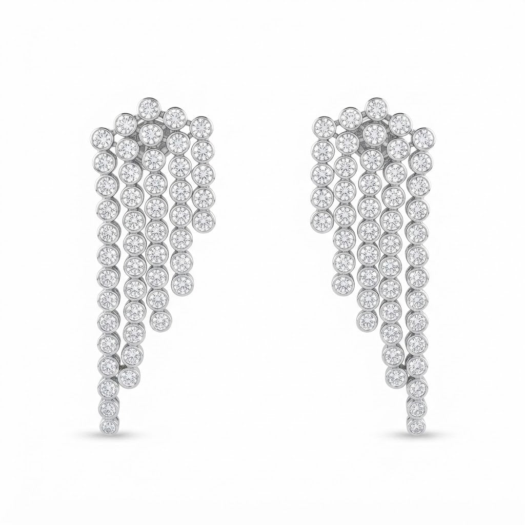 Round Moissanite Diamond Chandelier Earrings