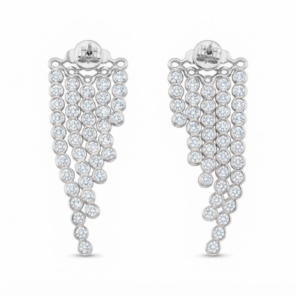 Round Moissanite Diamond Chandelier Earrings