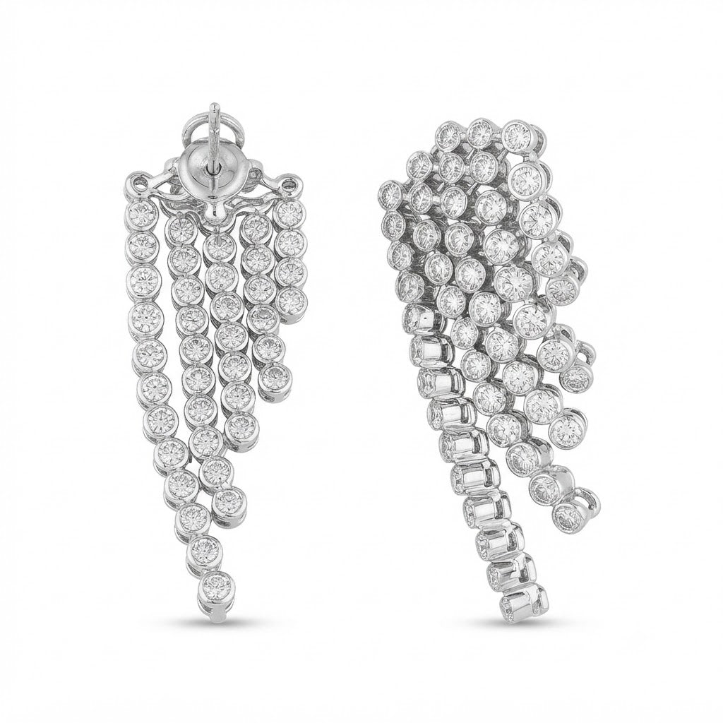 Round Moissanite Diamond Chandelier Earrings
