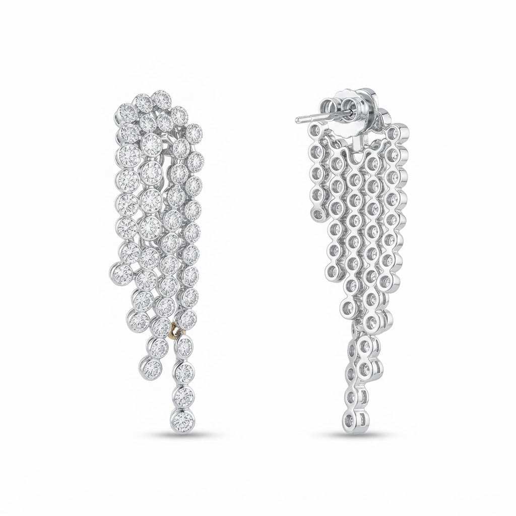 Round Moissanite Diamond Chandelier Earrings