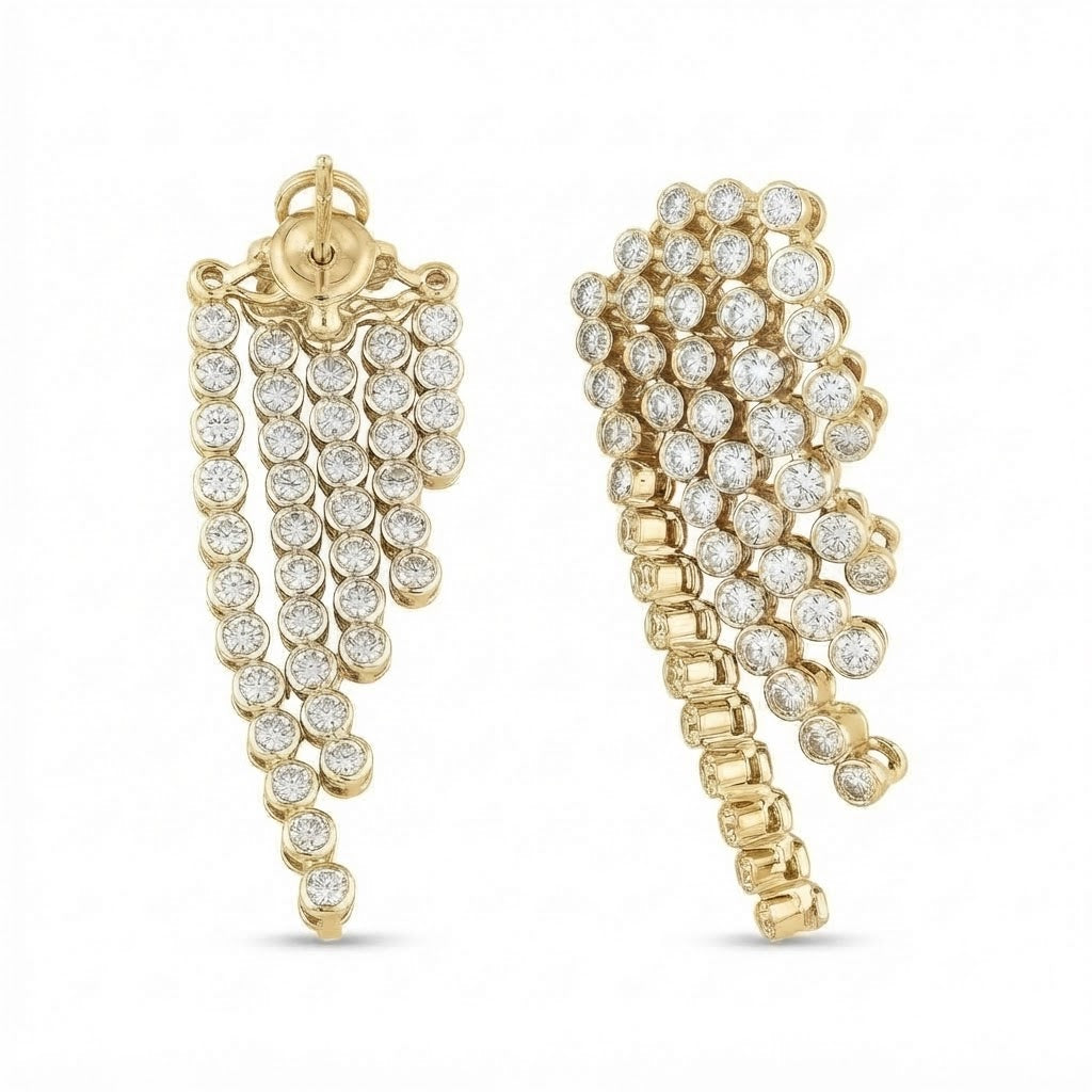 Round Moissanite Diamond Chandelier Earrings