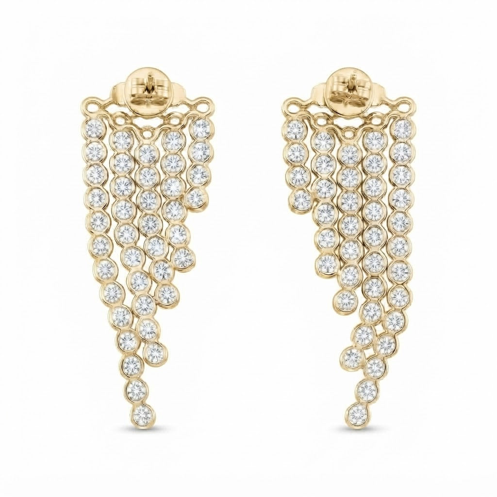 Round Moissanite Diamond Chandelier Earrings