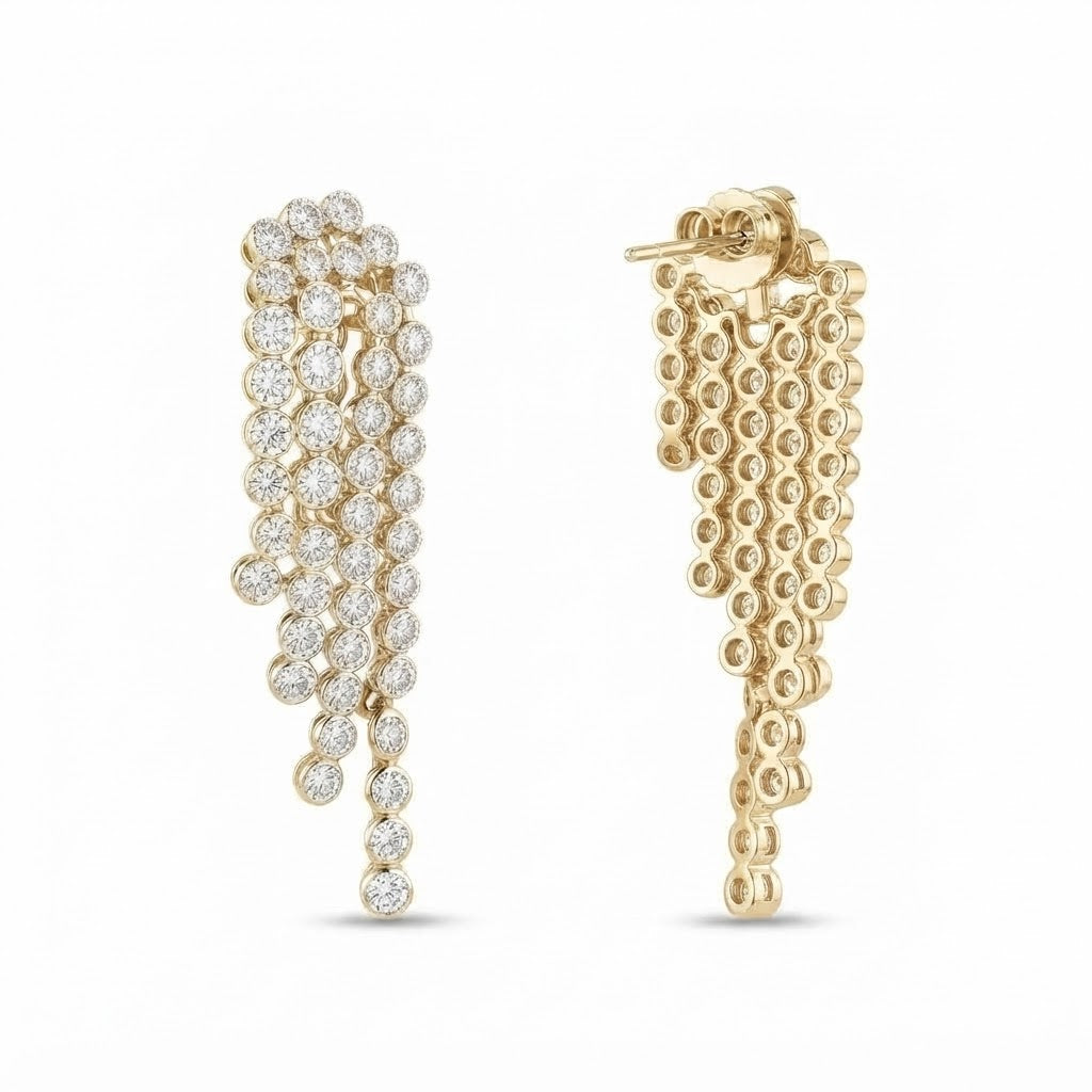 Round Moissanite Diamond Chandelier Earrings