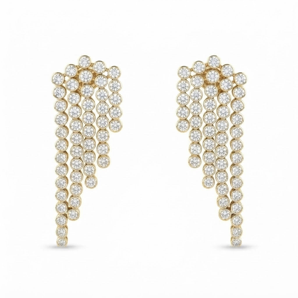 Round Moissanite Diamond Chandelier Earrings
