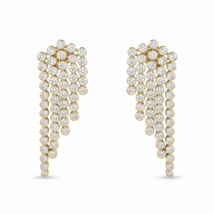 Round Moissanite Diamond Chandelier Earrings