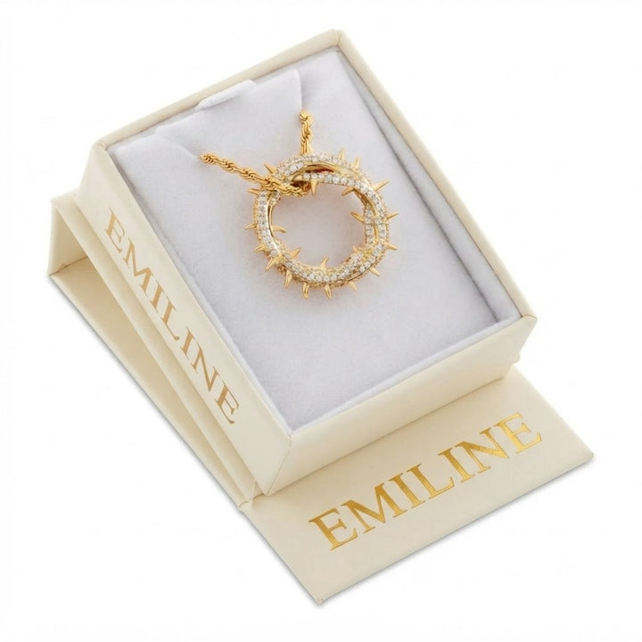 Spiked Iced Out Oval Pendant Necklace