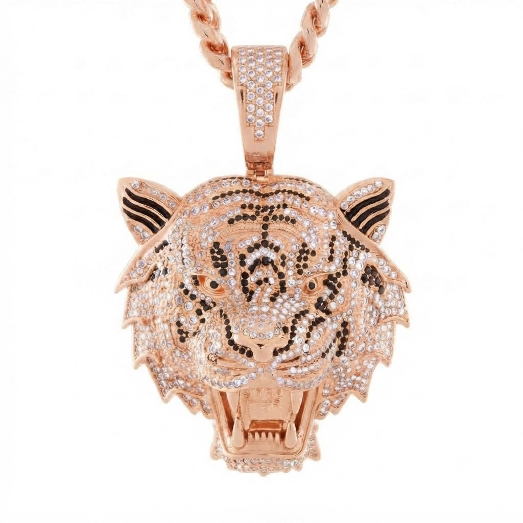 Iced Out Tiger Head Pendant