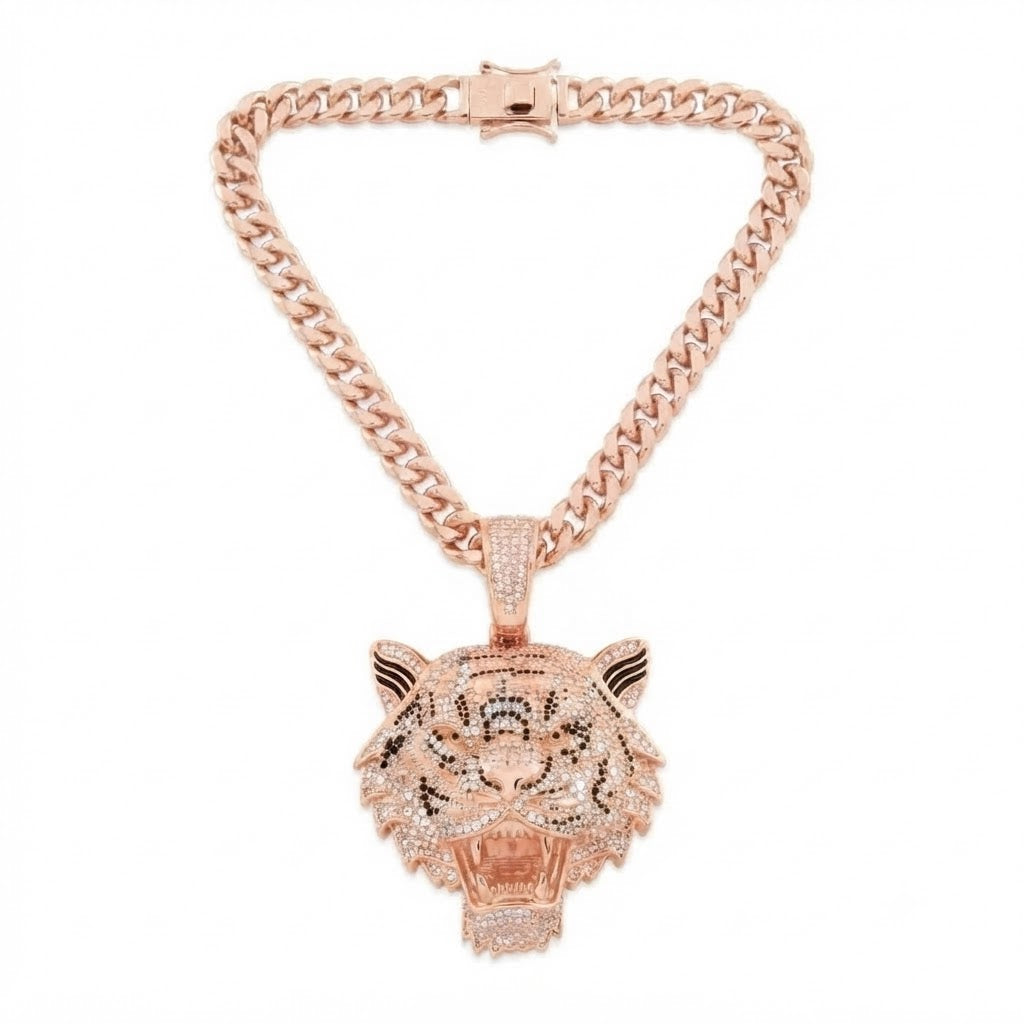 Iced Out Tiger Head Pendant