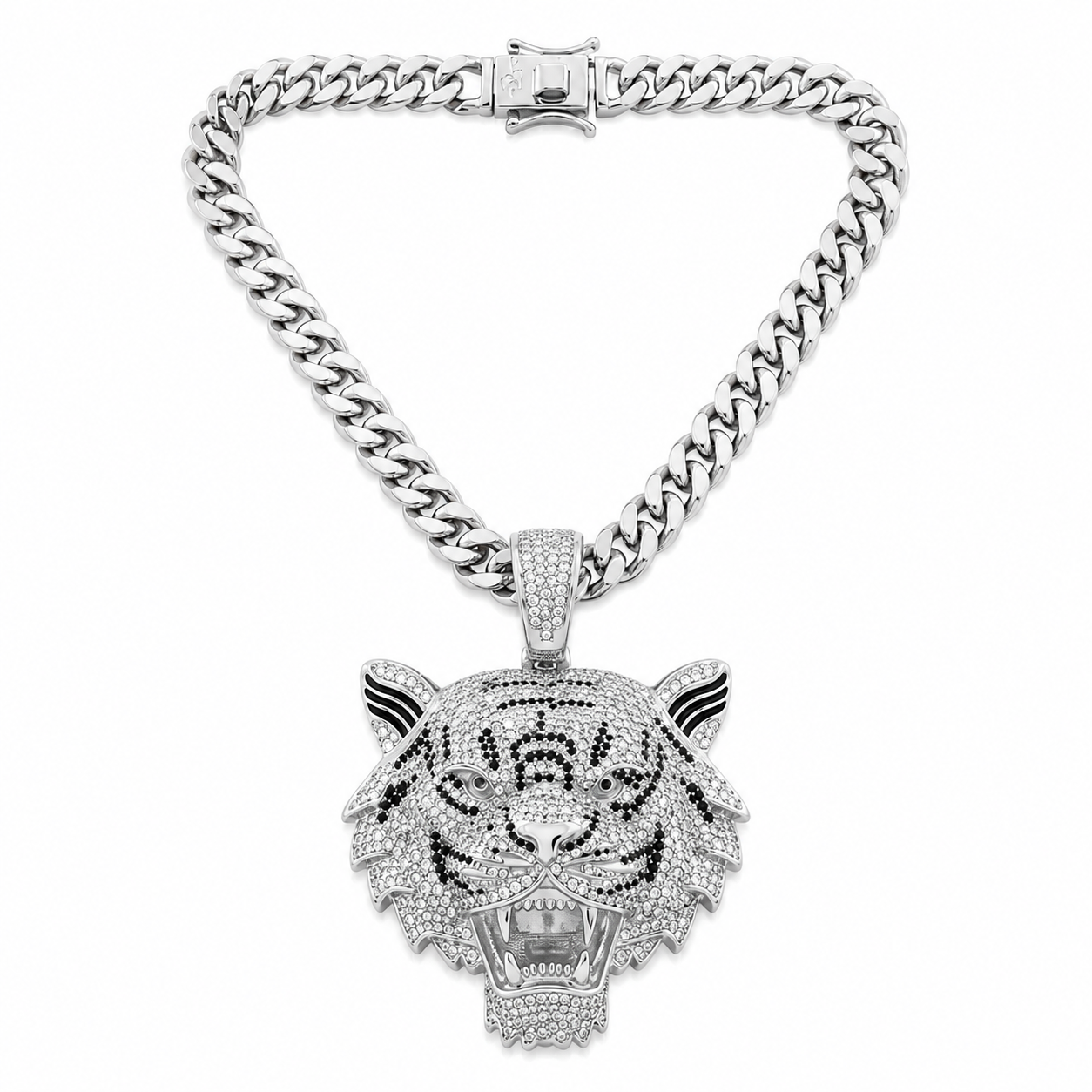 Iced Out Tiger Head Pendant