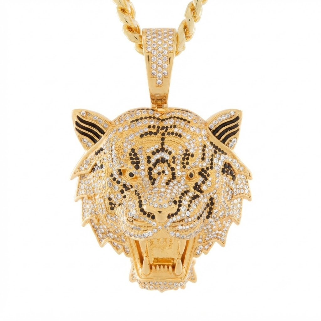 Iced Out Tiger Head Pendant