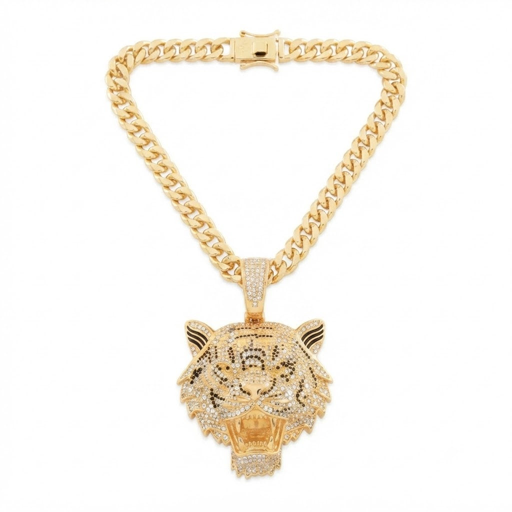 Iced Out Tiger Head Pendant