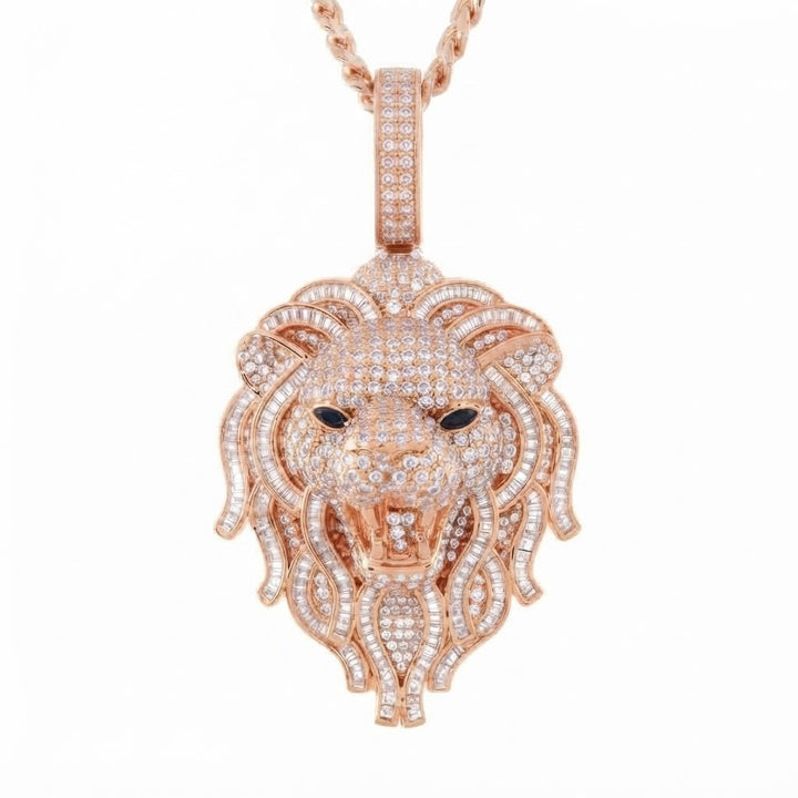 Lion Head Iced Out Diamond Pendant