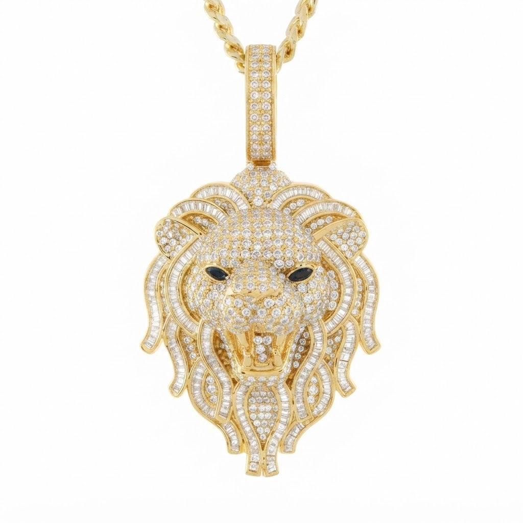 Lion Head Iced Out Diamond Pendant