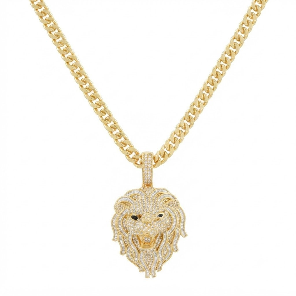 Lion Head Iced Out Diamond Pendant