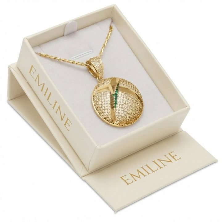 Emerald Cross Circle Pendant