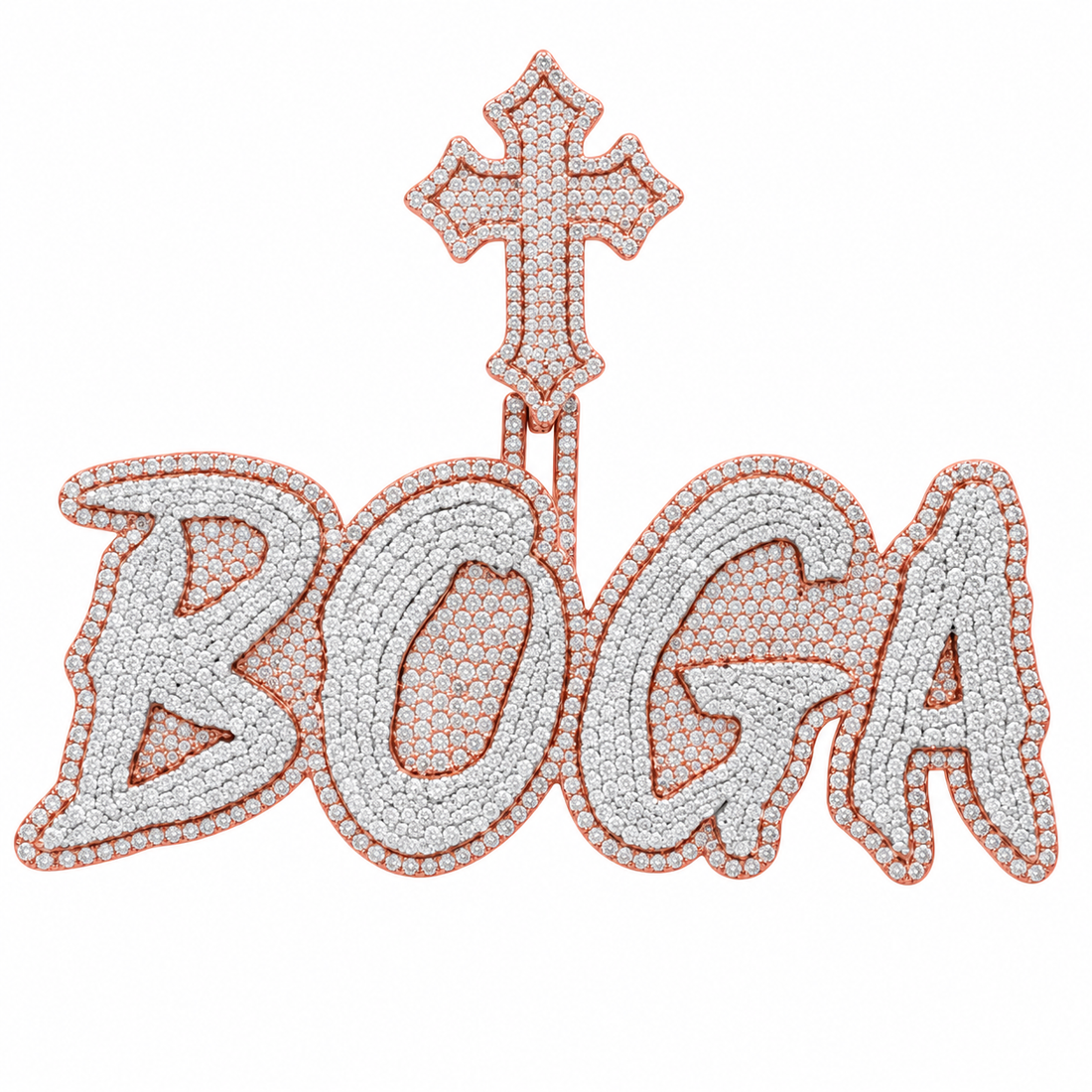 Gothic Cross BOCA Script Diamond Pendant