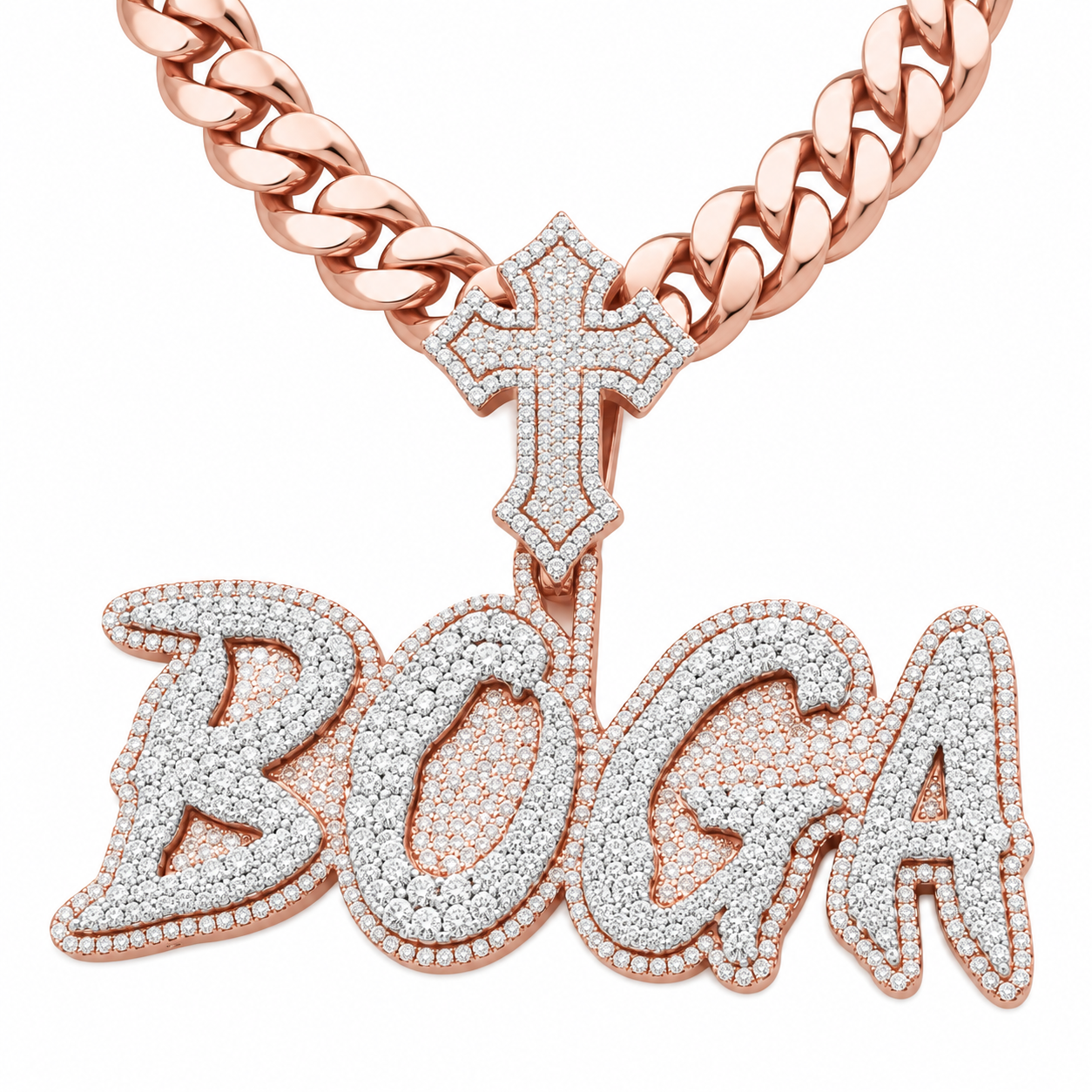 Gothic Cross BOCA Script Diamond Pendant