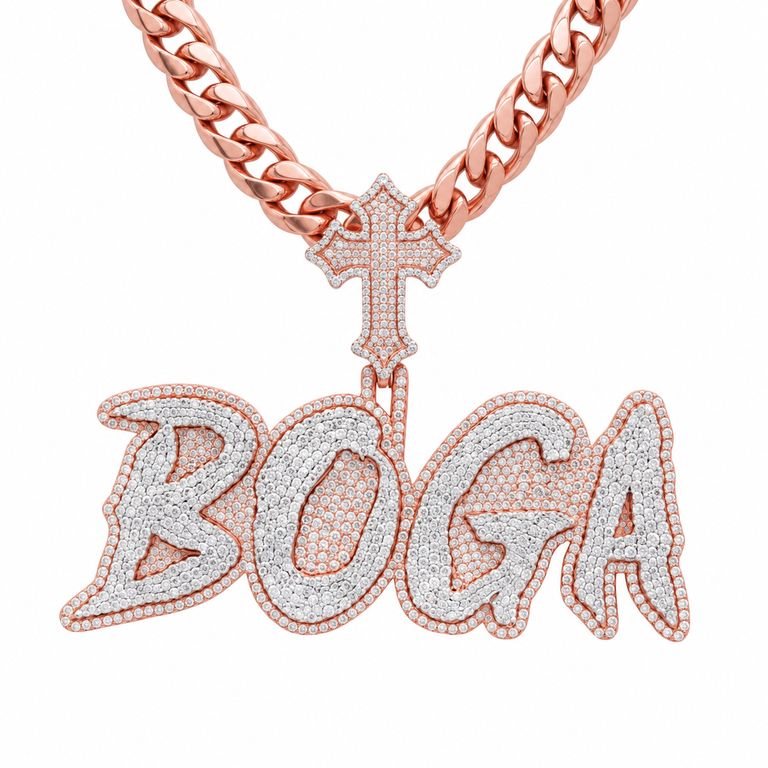 Gothic Cross BOCA Script Diamond Pendant