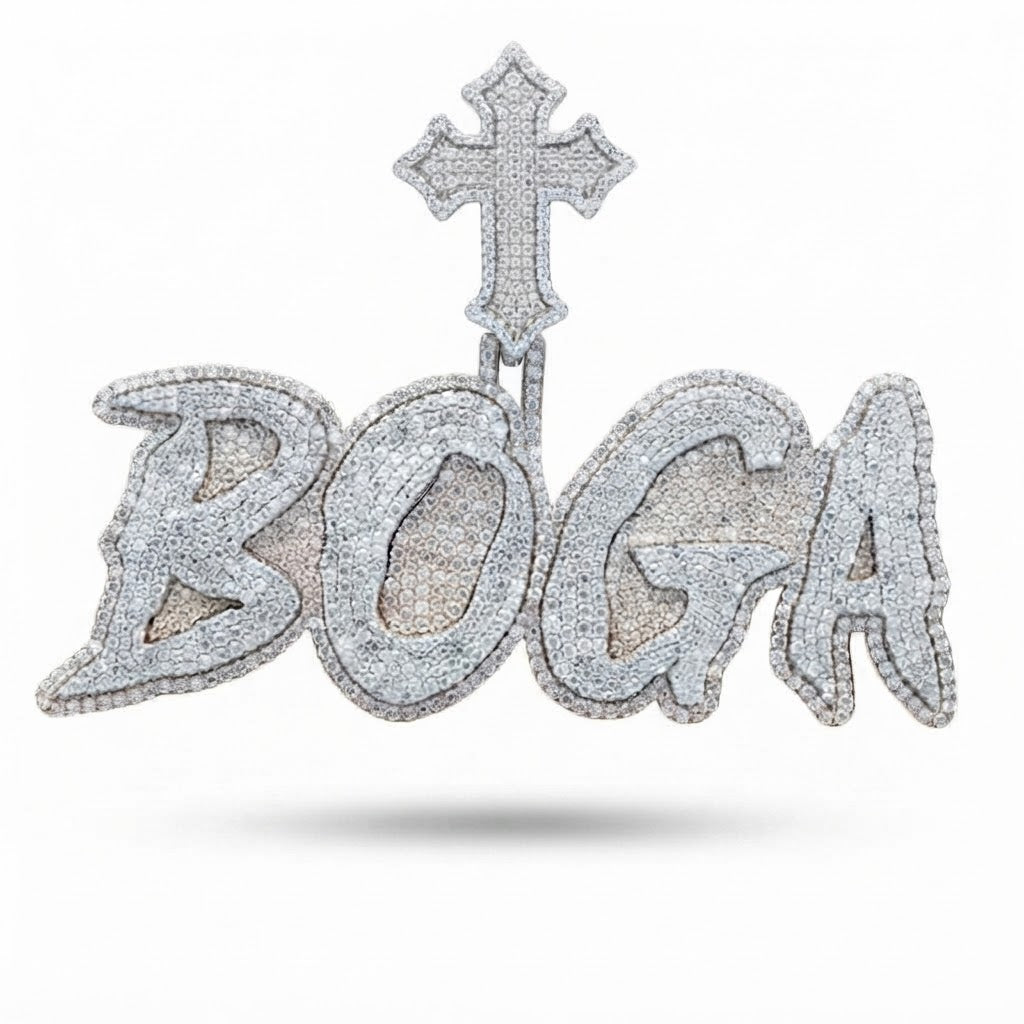 Gothic Cross BOCA Script Diamond Pendant