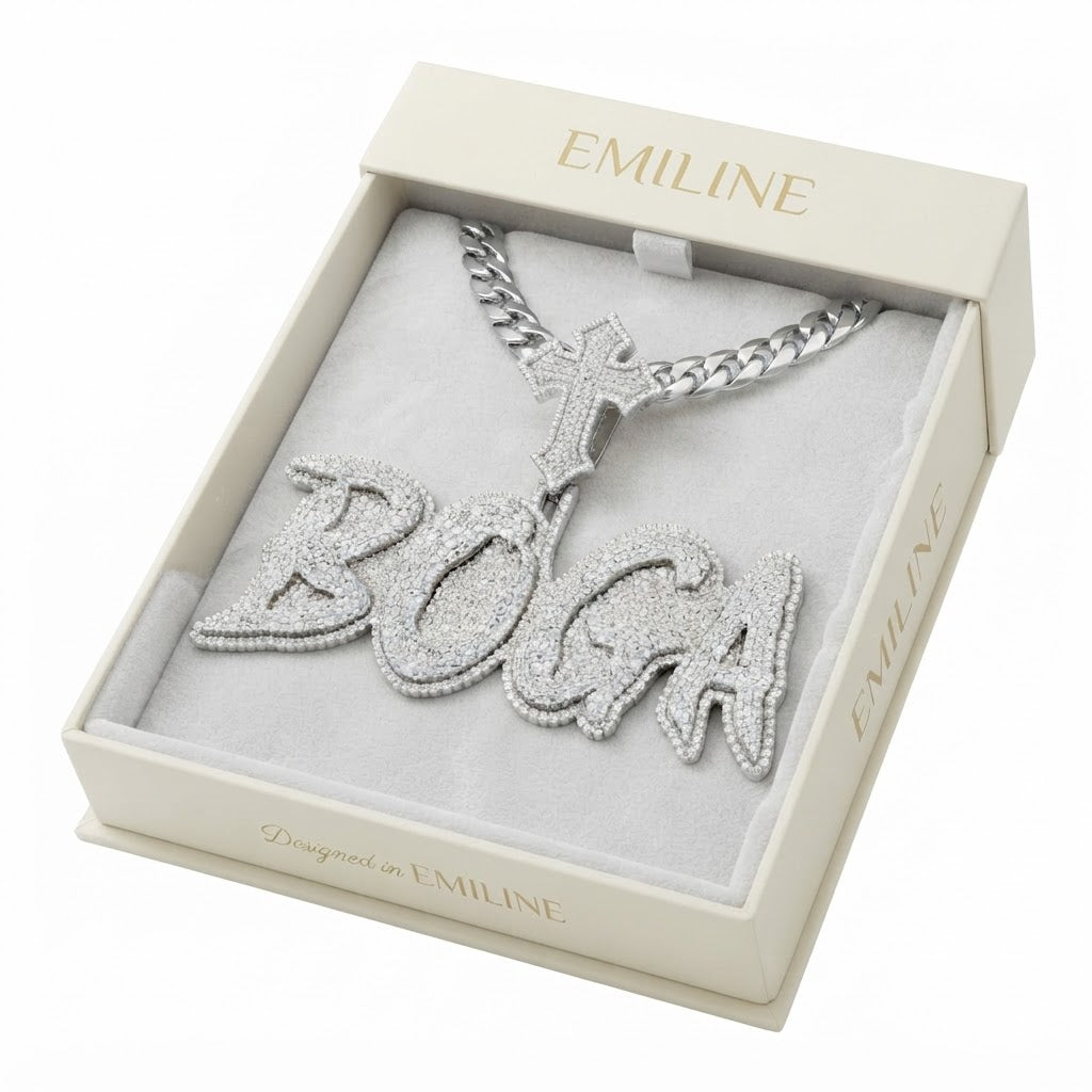 Gothic Cross BOCA Script Diamond Pendant