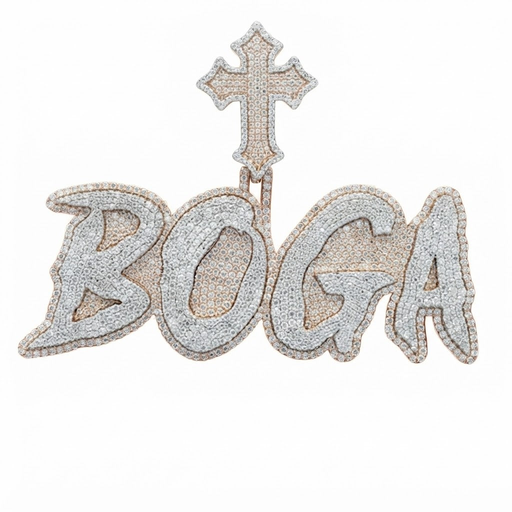 Gothic Cross BOCA Script Diamond Pendant