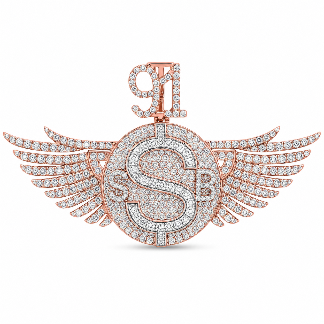 Winged Dollar Sign S Diamond Pendant