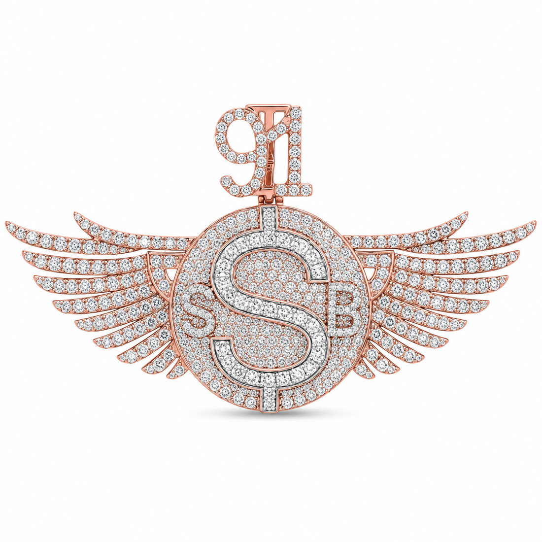 Winged Dollar Sign S Diamond Pendant