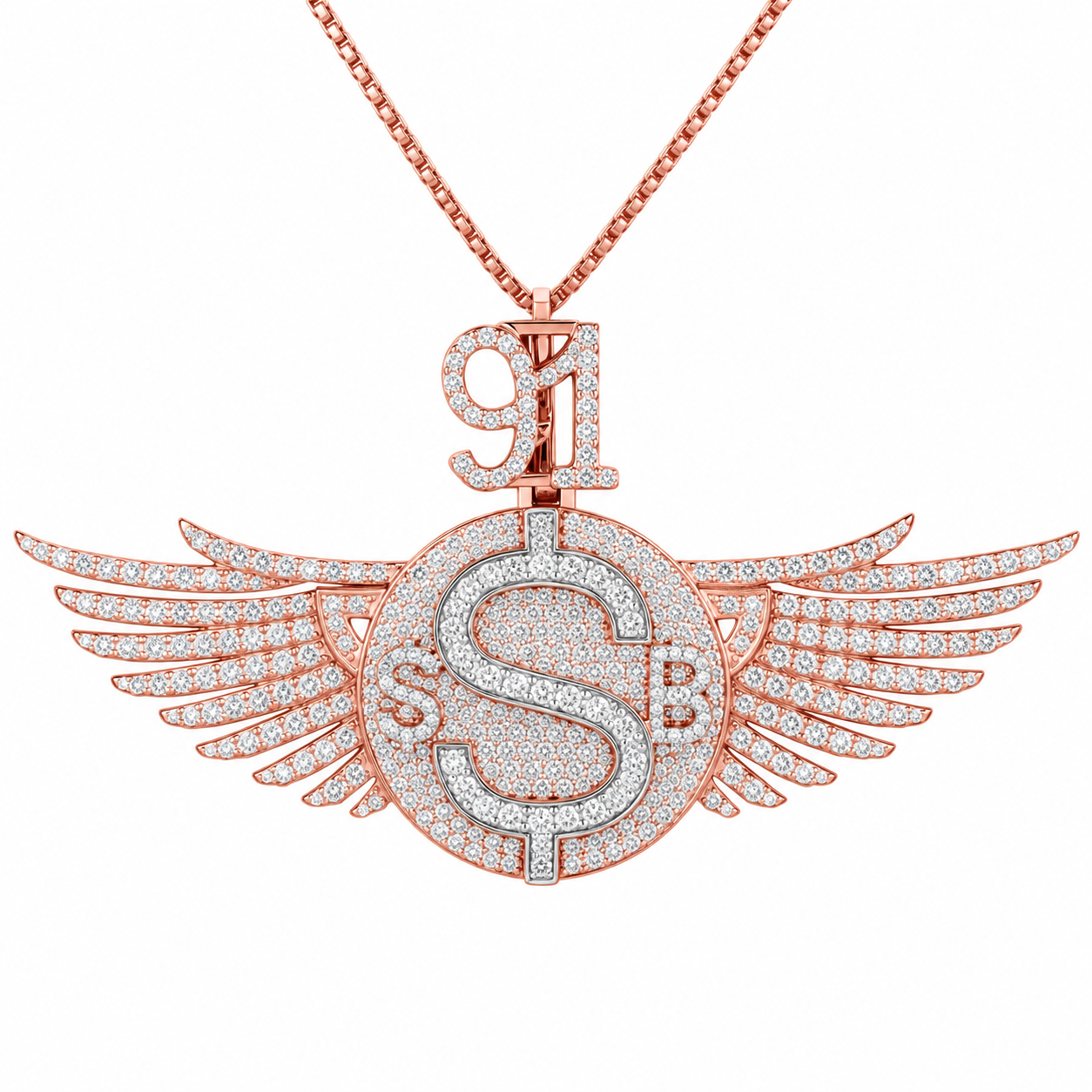 Winged Dollar Sign S Diamond Pendant