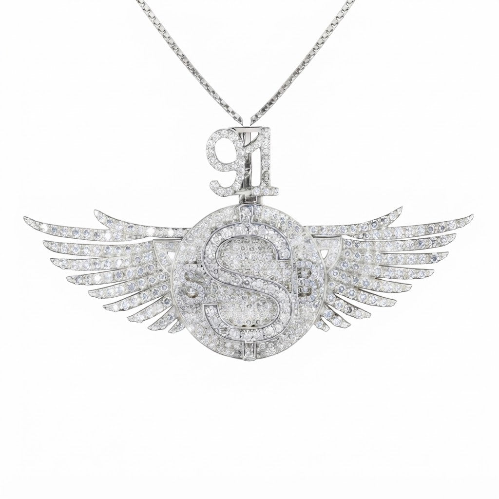 Winged Dollar Sign S Diamond Pendant