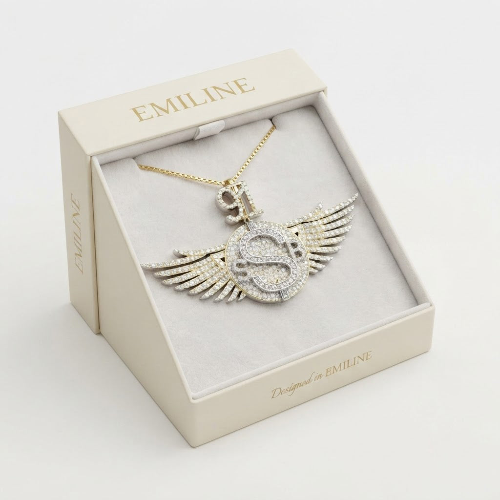Winged Dollar Sign S Diamond Pendant