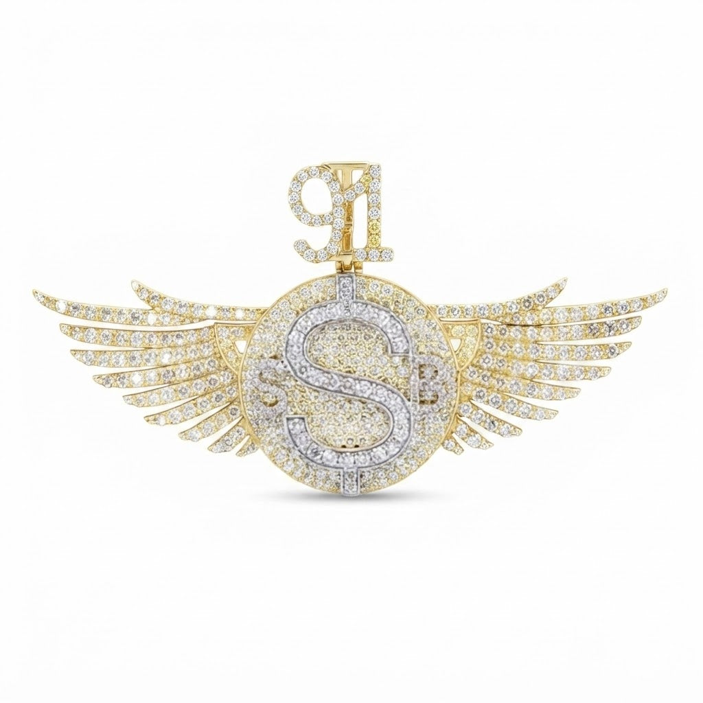 Winged Dollar Sign S Diamond Pendant